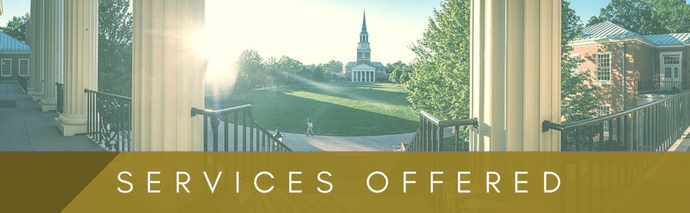 Services Offered with photo of the Wake Forest quad in the background