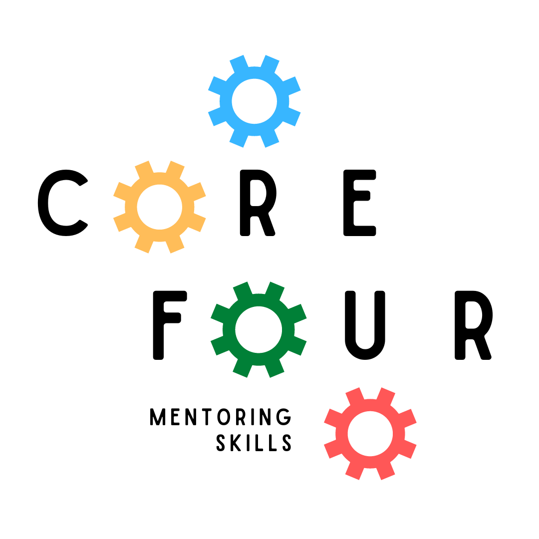 Four colorful gear icons