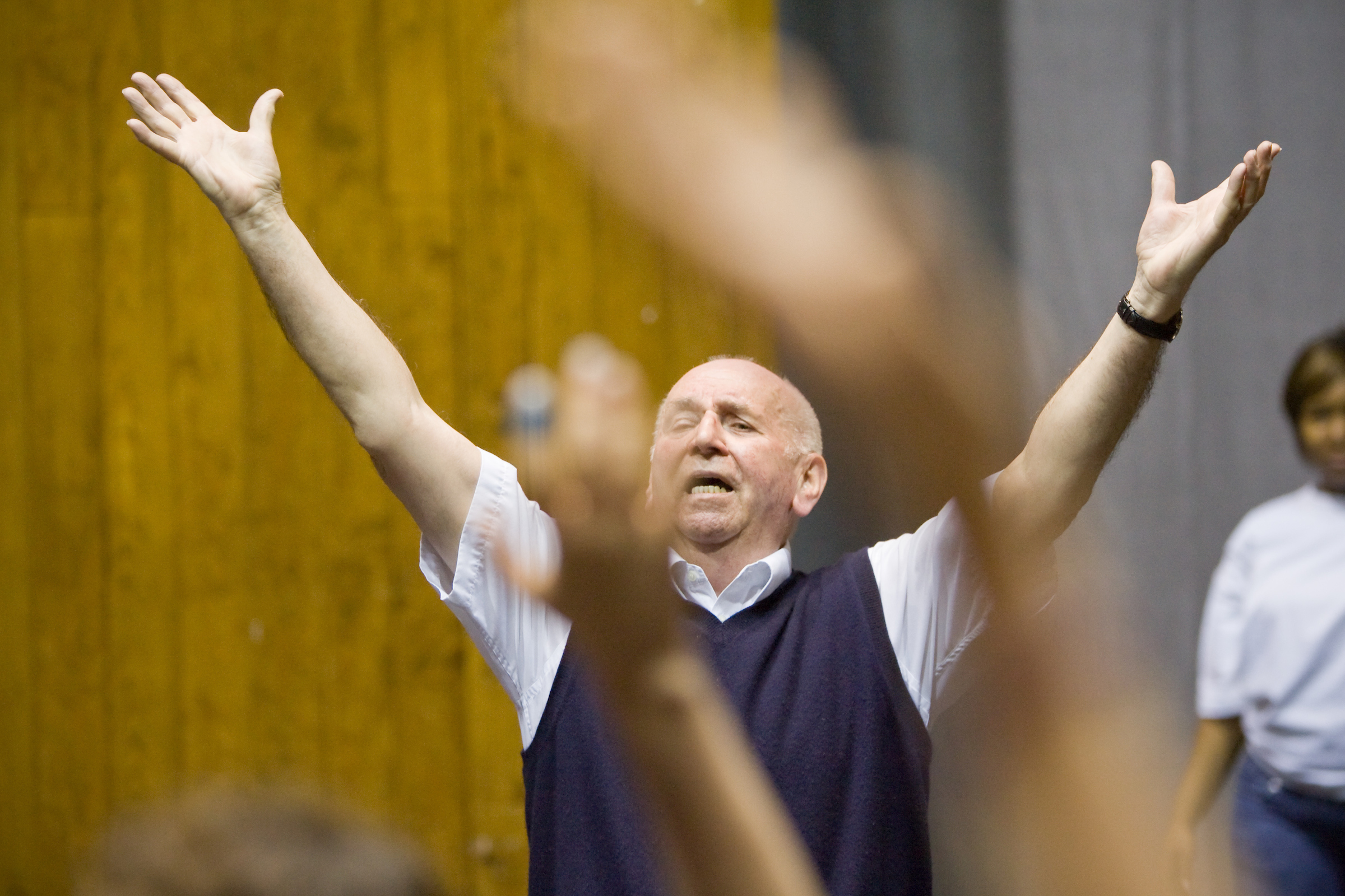 james dodding with arms raised