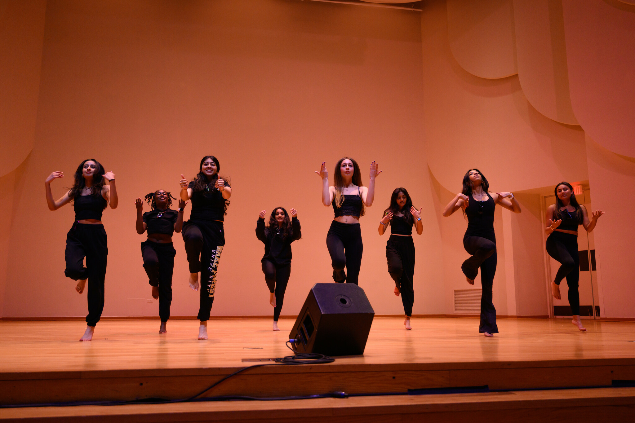 Students, faculty, staff, and community members attend the second annual Wakeville, a student-led, interdisciplinary arts festival on Saturday, April 6,2024 at Scales Fine Arts Center at Wake Forest University. Wakeville had many creative offerings in and around Scales Fine Arts Center and Davis Field, including music, dance, theater, visual art, film, comedy and more. The WFU Choirs perform on the stage at Brendle Recital Hall.