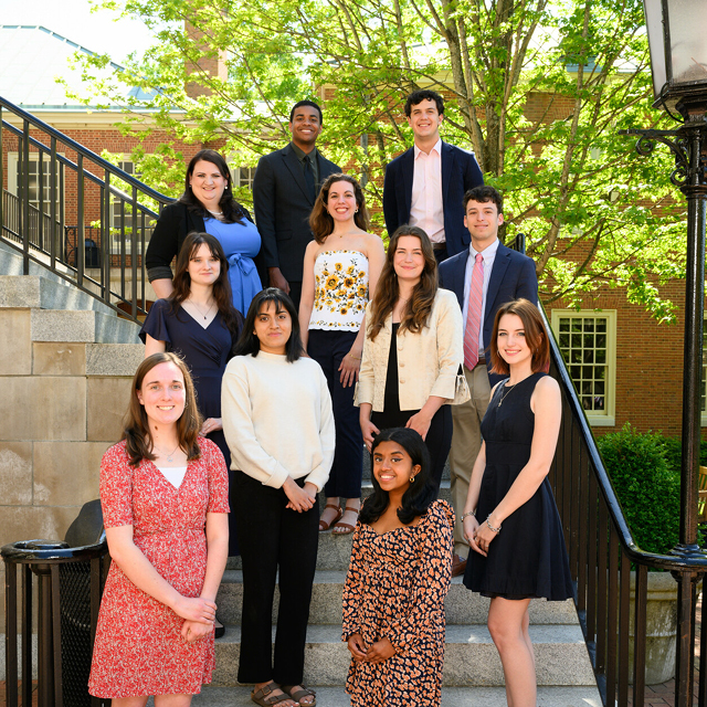 A group of students on a staircase