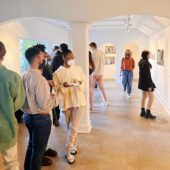 Students in an art gallery