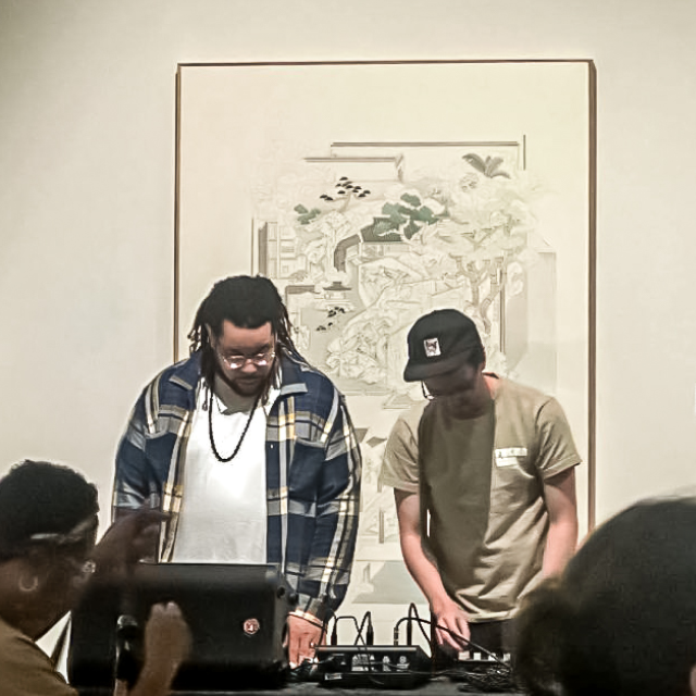 Steven Dunn and Drew Shamir perform in Hanes Gallery