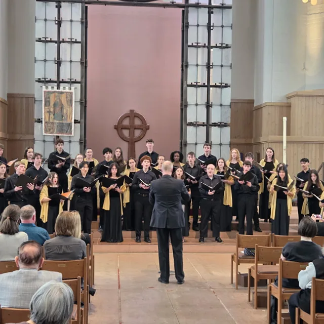 Choir performs in a cathedral