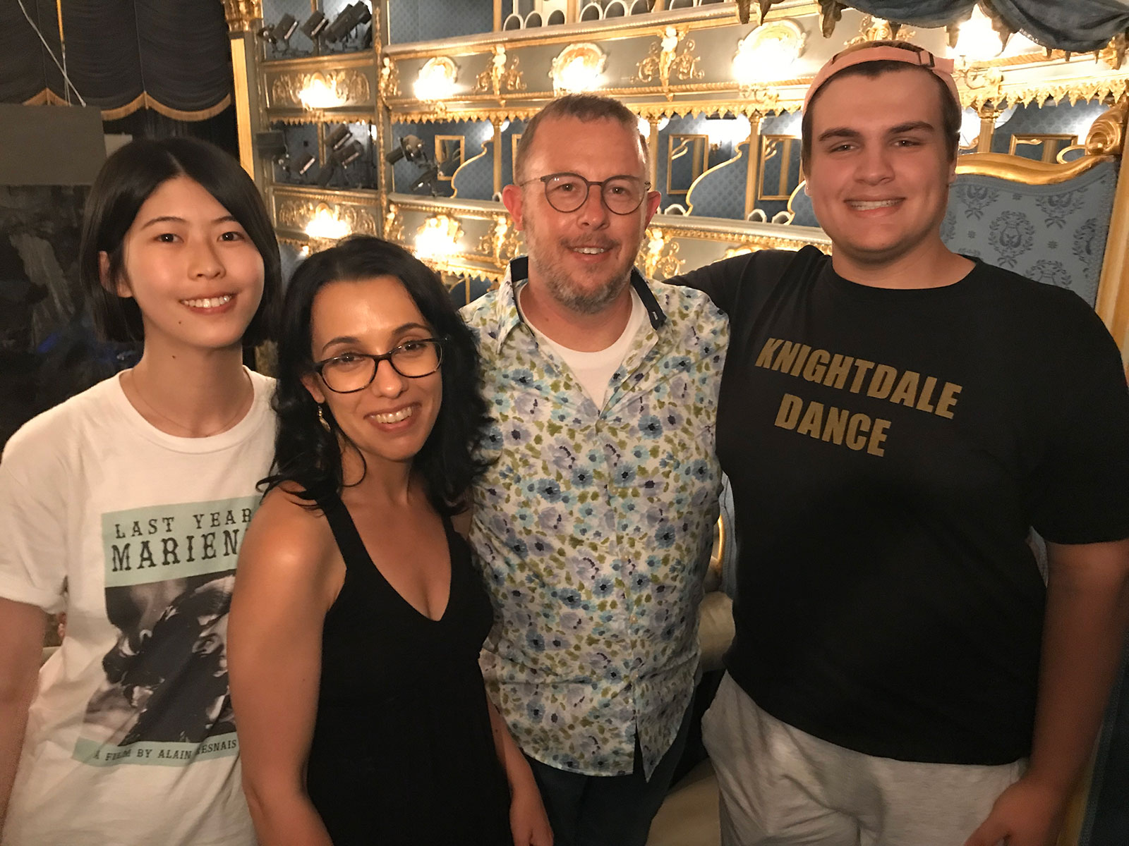 Students and faculty attend a performance in a box seat at Prague's Estates Theatre