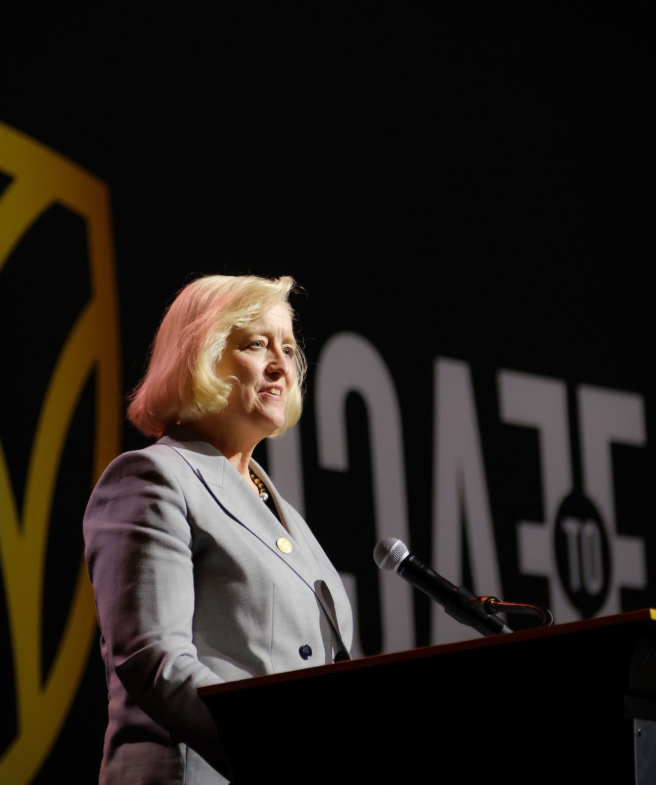 Wake Forest President Susan R. Wente gives her remarks