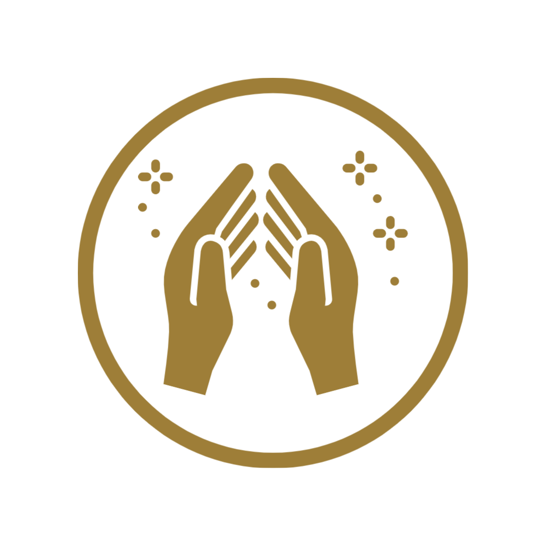 Icon image of prayer hands.
