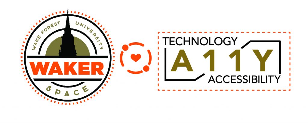 WakerSpace and A11y Technology Accessibility logos, joined by a heart