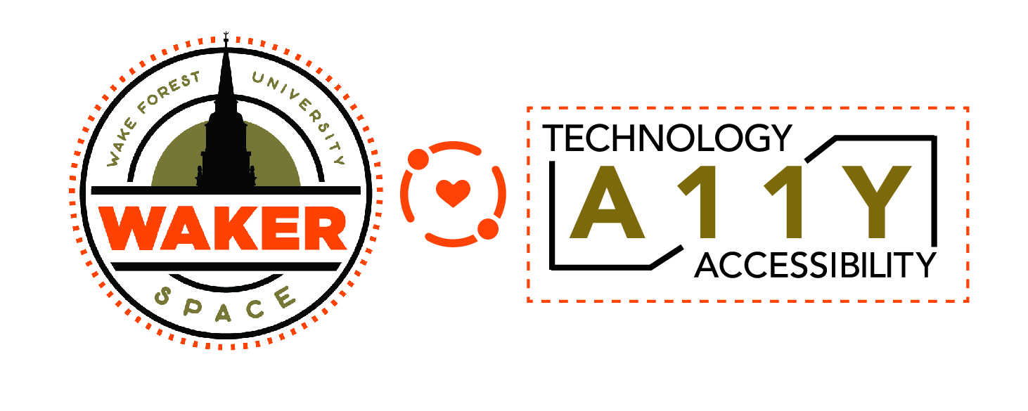 WakerSpace and A11y Technology Accessibility logos, joined by a heart