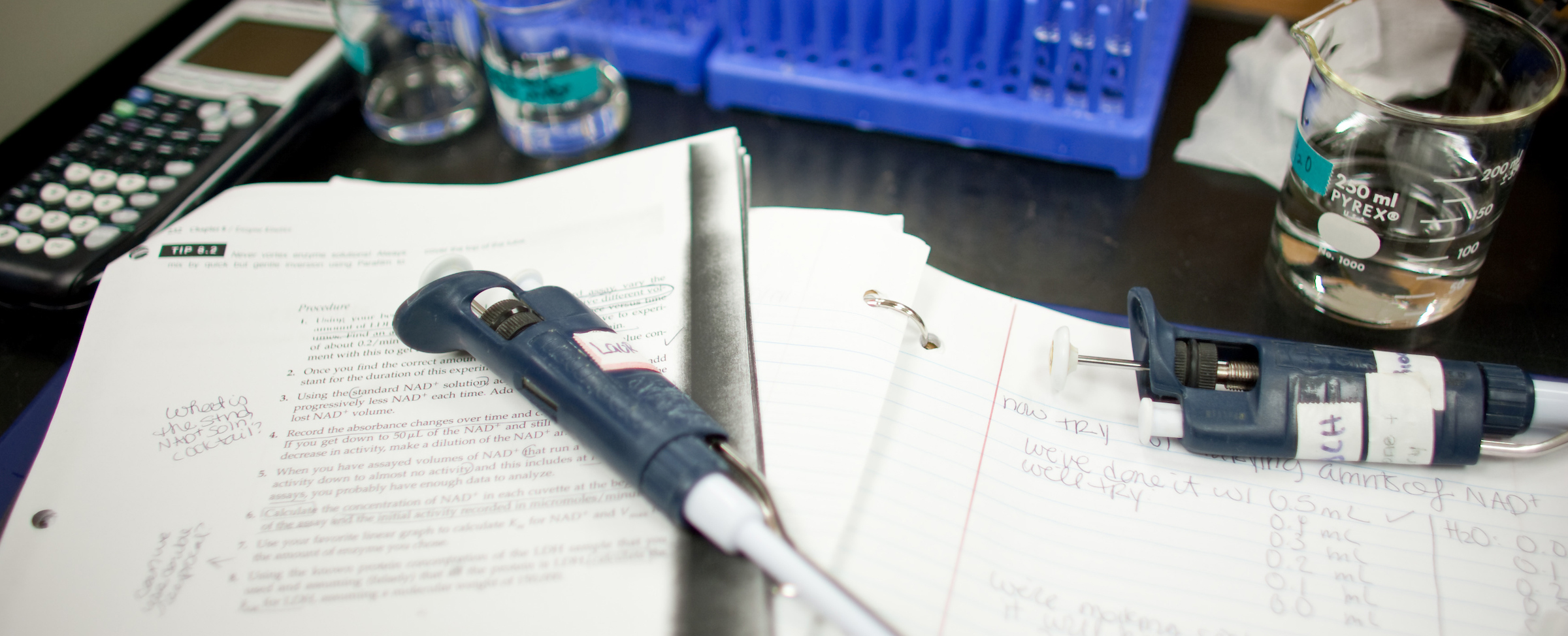Wake Forest students perform an experiment in their biochemistry lab
