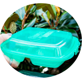 Example photo of the To-Go BOx as part of the Green Box Program on campus. 