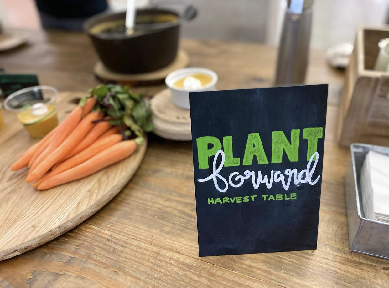 Photo of Harvest Table Culinary signage for Plant Forward Dining.