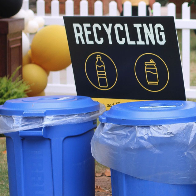 Recycling bins set up at 2024 homecoming events