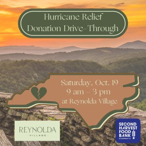 Reynolda Village Hurricane Relief Donation Drive Through information 