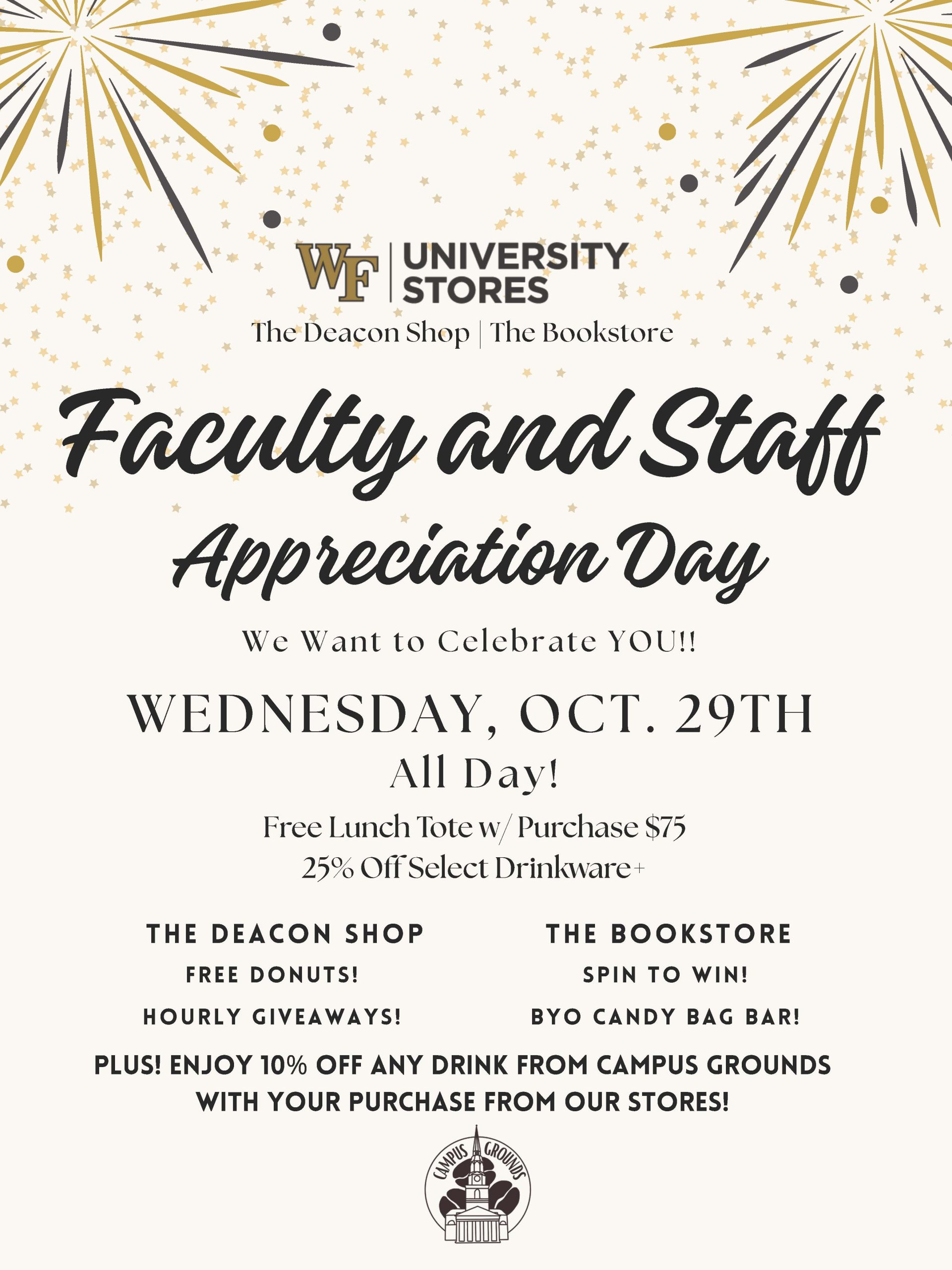 Faculty and Staff appreciation day 2025 informational flyer.