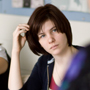 Female student in class