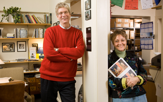 Jefferson Holdridge and Candide Jones in the office