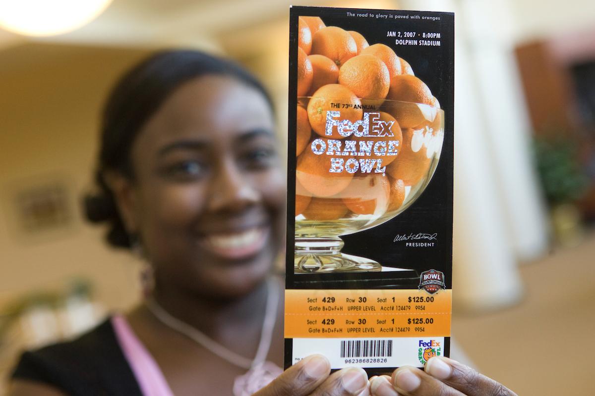 A 2007 Orange Bowl ticket.