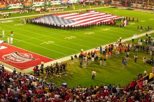 Large flag on the field
