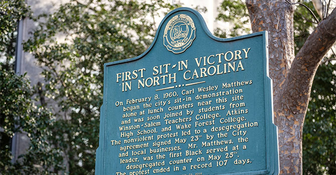 First Sit-in Victory in North Carolina Sign