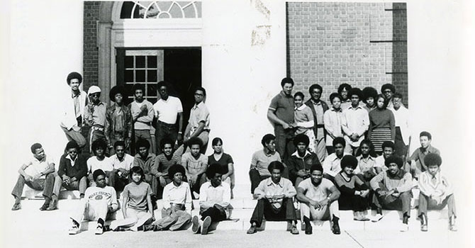 Photo of early members of Wake Forest University’s Black Student Association.