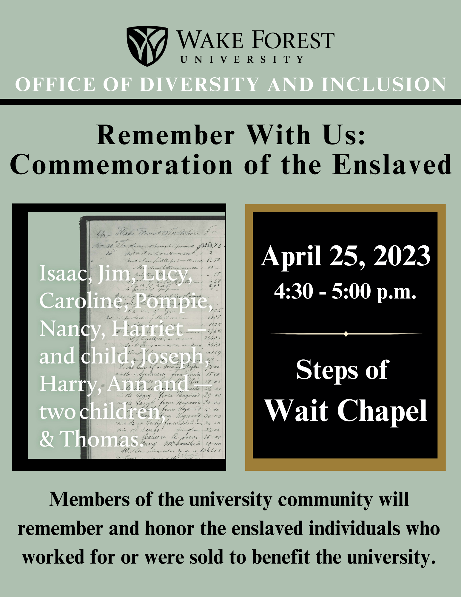 Commemoration of the Enslaved 2023