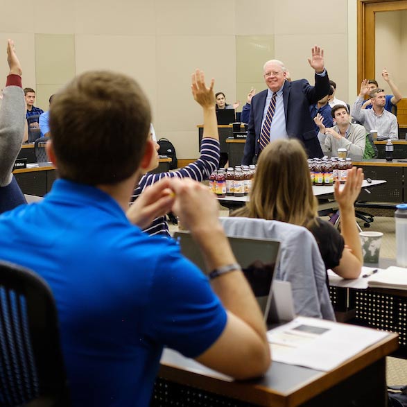 Wake Forest business professor Roger Beahm teaches his marketing class