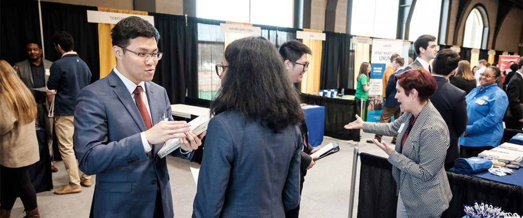 Wake Forest students meet recruiters at the annual career fair, sponsored by OPCD.