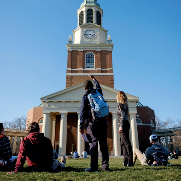 Students in front of Wait Chapel