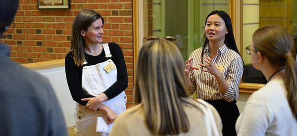 Newly admitted students and families visit the ZSR Library during Campus Day.