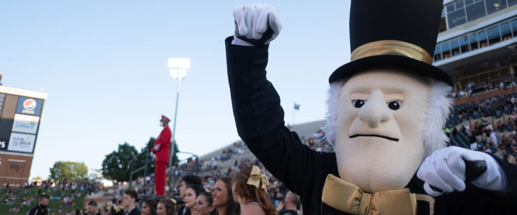 The Demon Deacon at Truist Field during a football game