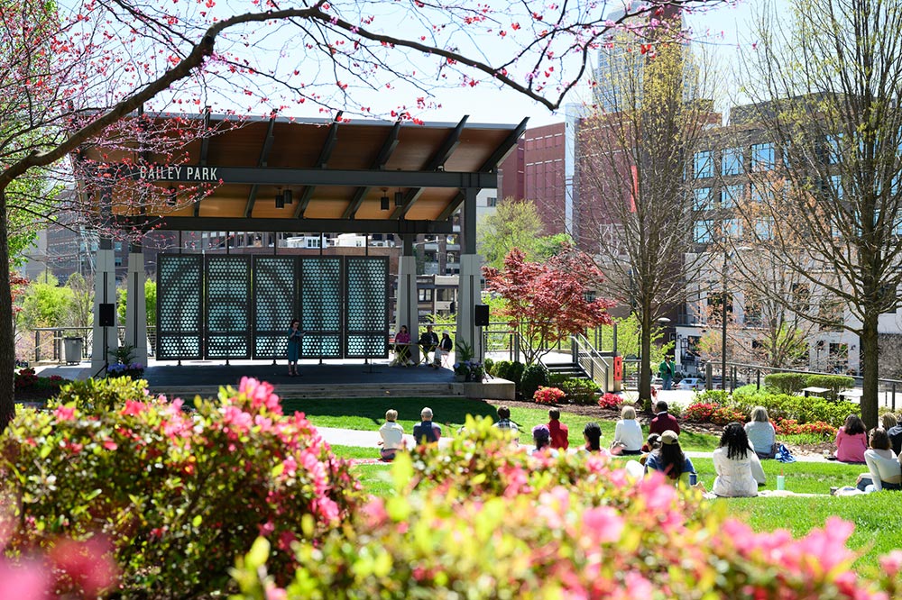 Wake Forest Downtown hosts the Maya Angelou Garden Party at Bailey Park in Downtown Winston-Salem.