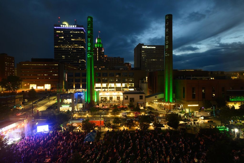 Thousands of people gather at Bailey Park in Downtown Winston-Salem.
