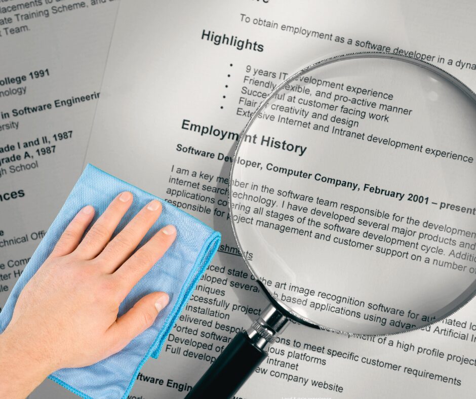 Image of a hand polishing a resume