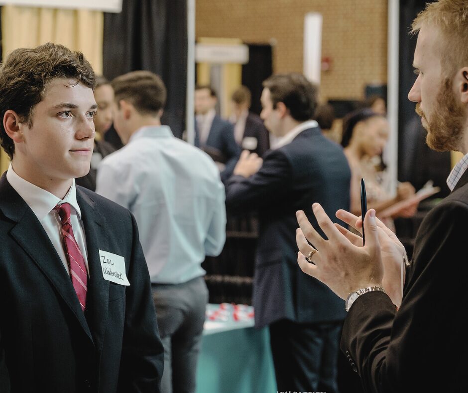 Image of student networking at a career  fair