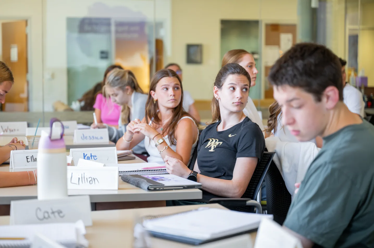 Students listening to the coach during a College to Career course.