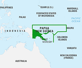 Papua New Guinea Map from Encyclopedia Britannica