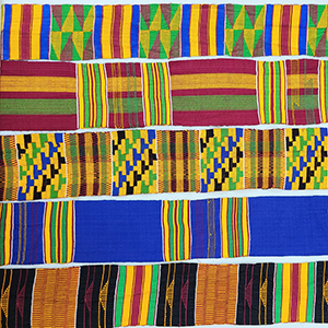 Blue and Gold Authentic Handwoven Kente Cloth and Kente Fabric 