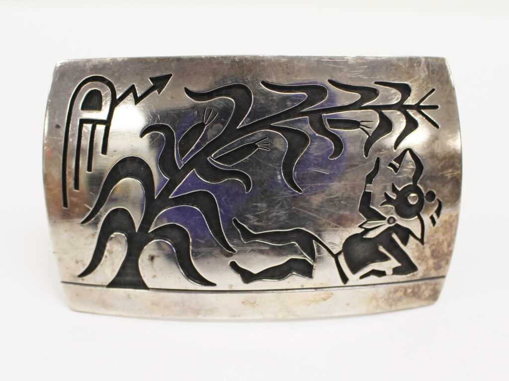 Corn and kachina belt buckle