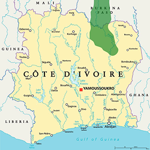 Map of Dyula cultural area in Ivory Coast