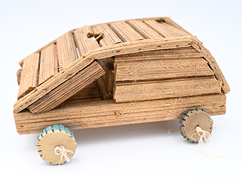 toy car made of strips of wood