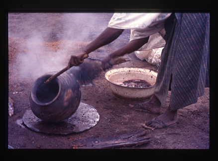 finishing pots with boiled tree pods