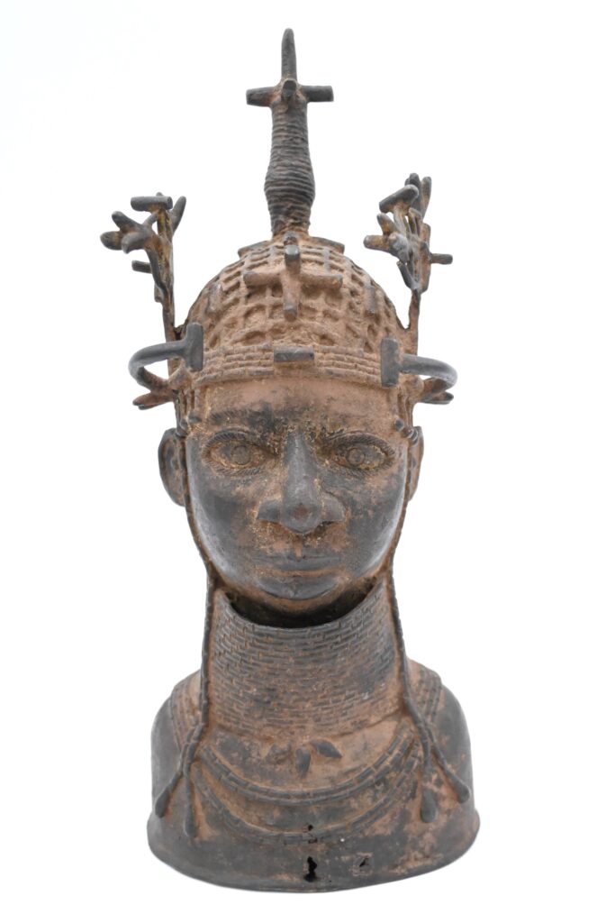 Cast metal bust with crown