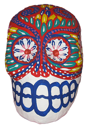 painted paper mache skull