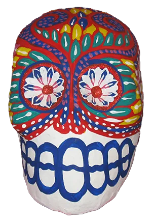 painted paper mache skull