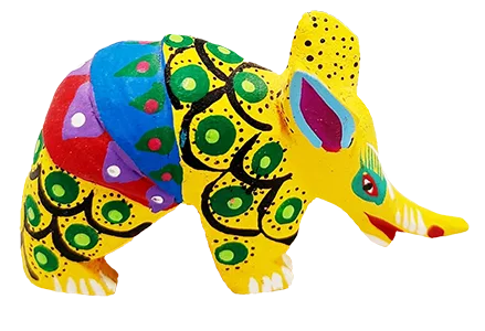 wooden animal carving with colorful paint