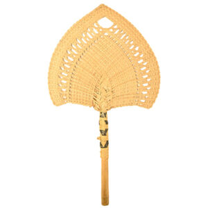 hand-held fan made of woven plant fibers