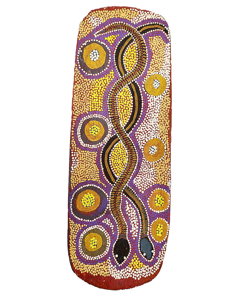 Aboriginal coolamon with dot painting