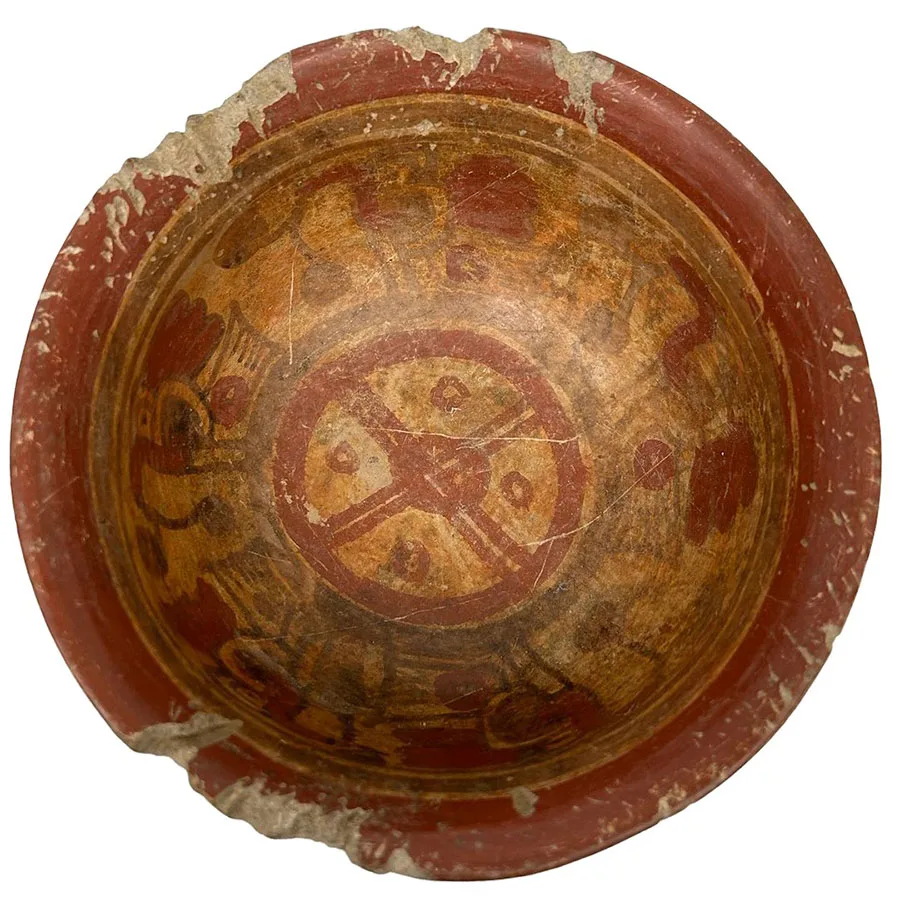 ceramic bowl with painted designs