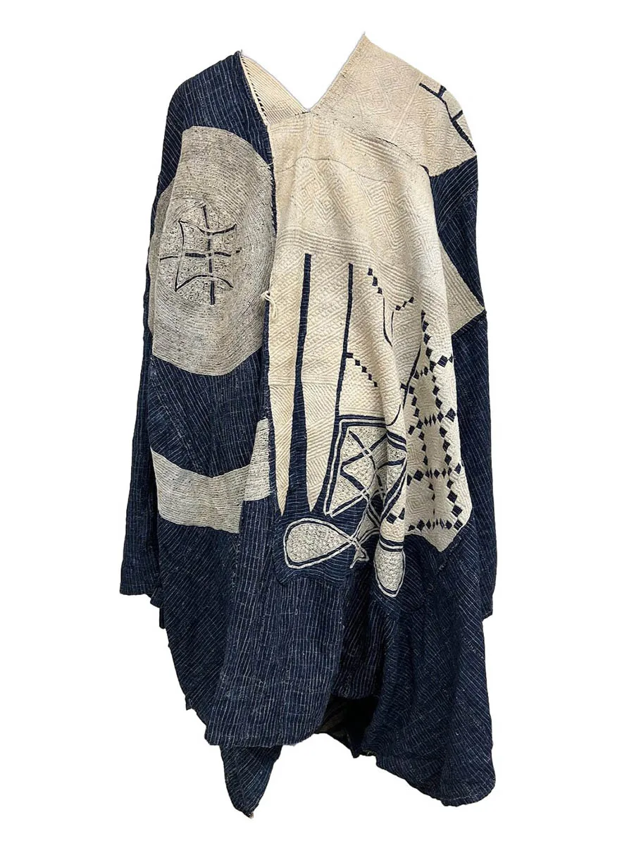 blue robe with white designs